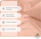 Linen Home 100% Cotton Percale Sheets Twin Size,Tropical Peach, Deep Pocket, 3 Pieces Set - 1 Flat, 1 Deep Pocket Fitted Sheet and 1 Pillowcase, Crisp Cool and Strong Bed Linen