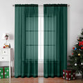 OVZME Hunter Green Sheer Curtains 84 Inches Long 2 Panels - Soft Light Filtering Window Sheer Panels for Living Room/Bedroom, Top Dual Rod Pocket, 1 Pair, Each 42Wx84L Inches