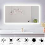 Wall-Mounted LED Square Bathroom Mirror, Makeup Mirror (40 inches x 24 inches,) 3 Color Dimming Bathroom Vanity Mirror with Lights Smart Mirror with Touch