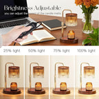 Candle Warmer Lamp with Timer: Amber Candle Warming Lamp with 2 Bulbs Height Adjustable Wax Melt Dimmable Bedroom Decor Christmas Gift for Women