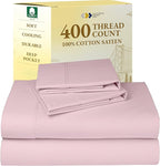 California Design Den Full Size Bed Sheets Set - Soft 400 Thread Count Sateen, Natural 100% Cotton Sheets with Deep Pockets, Breathable, Cooling and Durable Bedding Set - Pink