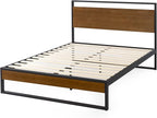 ZINUS Suzanne 44 Inch Bamboo and Metal Platform Bed Frame, Solid Steel Construction, No Box Spring Needed, Wood Slat Support, Easy Assembly, Chestnut Brown, King