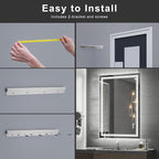 48''x30'' Lighted Mirrors for Bathroom Wall Backlit + Front Lit, Rectangular LED Bathroom Mirror Frameless with Lights Anti Fog, Dimmable, 3 Colors,Tempered Glass, Shatter-Proof