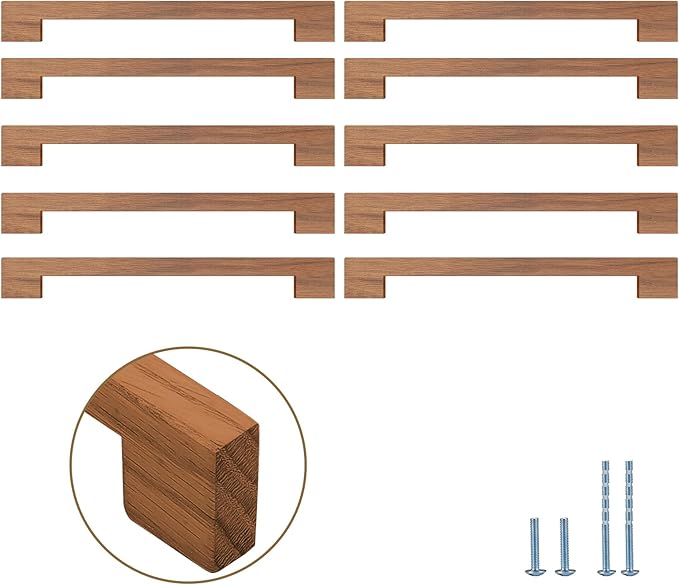 Walnut Square 7-1/2in 10 pcs Wooden Drawer Pulls Handle pulls for cabinets Kitchen Cabinet Drawer pulls Cabinet Door Pull