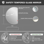 YUDACHU 40"×28" LED Mirror for Bathroom, Anti Fog Half Moon Mirrors for Wall-Irregular Modern Vanity Mirror-with Backlit, 3 Colors, Stepless Dimmable, Shatter-Proof