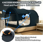 Alvantor Canopy Bed Dream Privacy Space Full Sleeping Tents Indoor Pop Up Portable Frame Curtains Breathable Grey Cottage (Mattress Not Included) Reducing Light, Charcoal (2006)