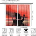 Viking Ship Curtains, Fantasy Ocean Vintage Sailboat at Sundown Nautical Themed Print Blackout Window Treatments for Boys Bedroom Living Room 42x45 Inch