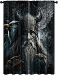 Fantasy Norse Viking Curtains,Cool Gothic Vintage Vikings Mystical Symbol Eagle Window Treatments Thermal Insulated Rod Pocket Blackout Drapes for Bedroom 2 Panels 84L x 26W