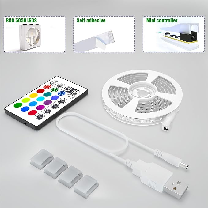 maylit Tv Led Backlight, 16.4ft Led Strip Lights for 75-85in Tv, Tv Lights kit with Remote, RGB Bias Lighting for Room Decor