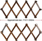 AMAPON Accordion Style Expandable Wall Wooden Coat Rack 13 Hooks (Pegs) Hang Hats Jackets Coffee Mug Purses Necklaces Towels Cap Leash Scarves Data Line Kitchenware (Walnut Color)