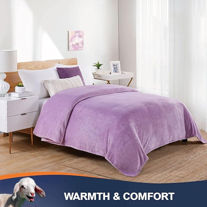 Walensee Fleece Blanket Plush Throw Fuzzy Lightweight (Queen Size 90x90 Lilac) Super Soft Microfiber Flannel Blankets for Couch, Bed, Sofa Ultra Luxurious Warm and Cozy for All Seasons
