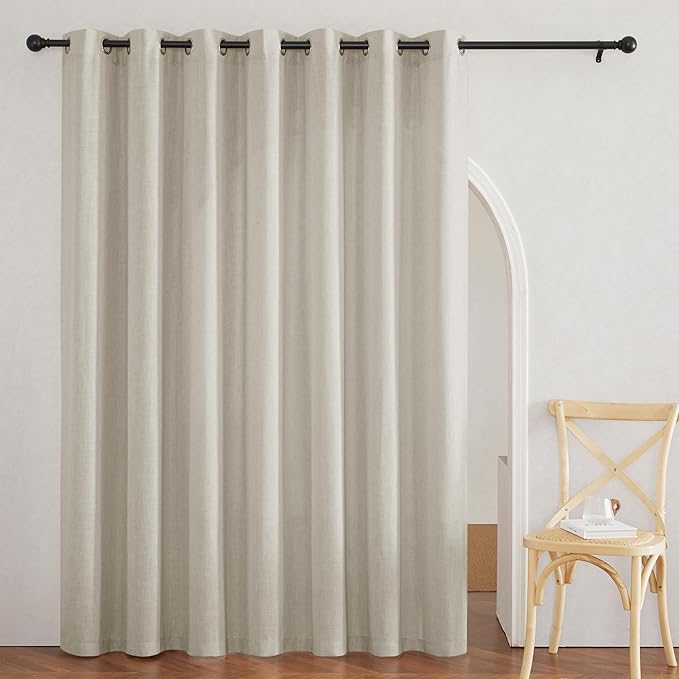 RYB HOME Linen Sheer Curtains 84 Inch Length, Grommet Semi Transparent Fabric with Privacy Control for Bathroom Laundry Room Kids Room Country Rustic Style, Angora, W 60 x L 84, 1 Pc