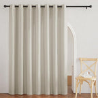 RYB HOME Linen Sheer Curtains 84 Inch Length, Grommet Semi Transparent Fabric with Privacy Control for Bathroom Laundry Room Kids Room Country Rustic Style, Angora, W 60 x L 84, 1 Pc