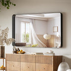 VooBang Bathroom Mirror 30x56 inch, Black Gorgeous Deep Frame Wall Mirror with Shatterproof Tempered Glass, Modern Bathroom Vanity Mirror for Over Sink Hanging Horizontal or Vertical, Black