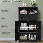 Iwell Storage Cabinet with Doors & Shelves, Kitchen Pantry Cabinet, Bathroom Cabinets for Living Room, Kitchen, Laundry, Black