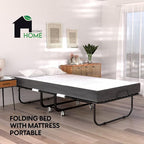 EconoHome Folding Bed with Mattress - 75x31 Cot Size Frame - Portable Rollaway Guest Bed with 5-inch Memory Foam Mattress - Space-Saving Foldable Design for Easy Storage (31 Inch)