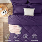 CozyLux Queen Comforter Set Purple - Bed in a Bag Queen Size 7 Pieces, Luxury Soft Bed Set for All Seasons, Bedding Set with Down Alternative Comforter, Sheets, Pillowcases & Shams