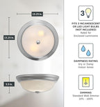 Designers Fountain 15 in 3-Light Flush Mount Ceiling Light, Pewter with Alabaster Glass Shade, 1257L-PW-AL