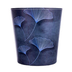 10L/2.64 Gallon Trash Can, Decorative Waste Basket, PU Leather Waste Paper Basket, Waterproof Garbage Can for Bathroom, Bedroom, Office, Kitchen and Living Room - Blue Lines Leaves
