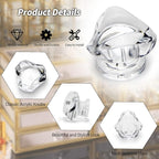 MroMax 6pcs Tiny Pull Handle Triangle Acrylic Mini Knob 19mm Diameter Clear Shiny Knob Cute Decoration for Jewelry Box, Gift Case and Makeup Box