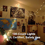 ODEETRONIC Christmas Lights, 21.63ft 100 Count Incandescent Clear Christmas Lights, UL Certified Outdoor Mini Clear Light Connectable, Green Wire Tree Light Indoor for Home Party Decor, Warm White