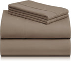 LuxClub 4 PC Full Sheet Set, Breathable Luxury Bed Sheets, Deep Pockets Wrinkle Free Cooling Bed Sheets Machine Washable Hotel Bedding Silky Soft - Dark Khaki Full