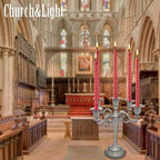 Pewter Candle Holder，5 Arms Metal Candle Holders for Pillar Candles（10.6 inch Tall Candlestick Holders, for 1/2-1 inch Taper Candles,Centerpiece Elegant Decoration Piece for Table
