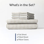 Full 6 Piece Sheet Set - Comfy Breathable & Cooling - Soft Hotel Luxury Bedding Set with 8-16 Inch Deep Pockets - 1 Flat & 1 Fitted Sheet & 4 Pillowcases - Wrinkle Free & Easy Care - Beige Stripes 2