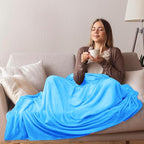 HOZY Soft Blanket Twin Size Fleece Warm Fuzzy Throw Blankets for The Bed Sofa Lightweight 350GSM Sky Blue 66"*90"