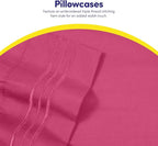 Sweet Home Collection Twin Size Sheet Set with Built-in Sheet Straps - Deep Pocket Fitted Sheet, Flat Sheet & Pillowcases - Soft, Wrinkle-Free, Secure Fit - Fuschia