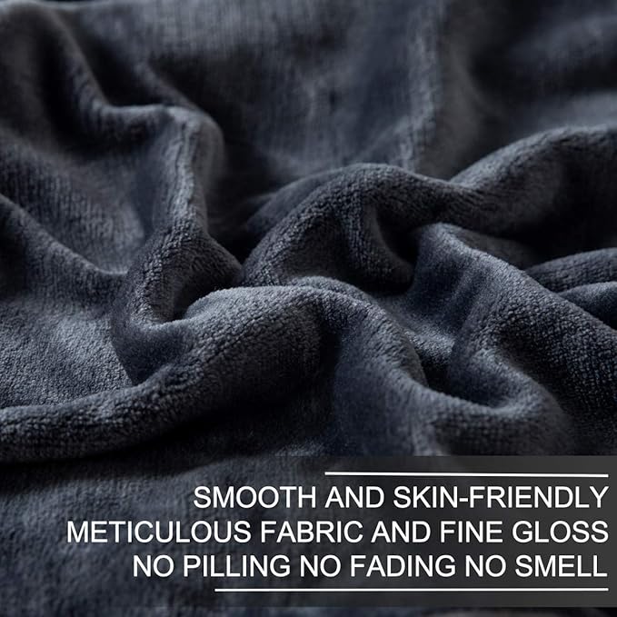 Richave Fleece Blanket Twin/Twin XL Lightweight Extra Long Throw for The Bed Warm Sofa Blanket 66" x 90"(Dark Grey Twin)