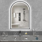 20x30 Inch Arch LED Bathroom Mirror, Black Lighted Bathroom Mirrors Wall Mounted, Vanity Mirror with Anti-Fog, Memory Function, 3 Color Temperature, Dimmable Led Mirror for Bathroom