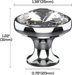 Alzassbg 6 Pack Clear Crystal with Gold Base Cabinet Knobs, 1-3/8 Inch (35mm) Diameter Cabinet Hardware Round Crystal Knobs for Drawers AL1011BG