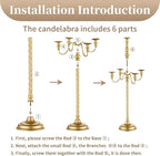 Sziqiqi 28In Floor Candelabra Tall Taper Candlestick for Candle and Floral Metal Candle Holders Table Centerpiece for Wedding Party Event Room