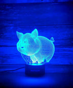 Pig 3D Decor Lamp with Remote, Toys for Girls Boys Room, Night Light Bedside Gifts for Kids Baby