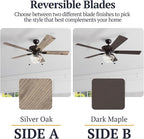 Prominence Home Abner Modern Farmhouse 52 Inch Ceiling Fan with Light, Outdoor Fan/Indoor Tri-Mount LED Ceiling Fan with 5 Blades, Silver Oak and Maple Brown Blade Finish Options, Bronze (80091-01)