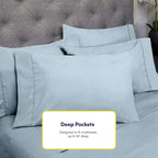 King Size Bed Sheets - 6 Piece 1500 Supreme Collection Fine Brushed Microfiber Deep Pocket King Sheet Set Bedding - 2 Extra Pillow Cases, Great Value, King, Misty Blue