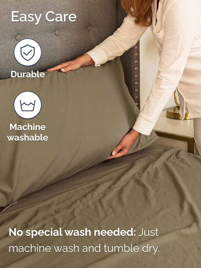 Extra Deep King Sheet Set - 6 Piece Breathable and Cooling Sheets - Hotel Luxury Bed Sheets Set - Easy & Secure Fit - Soft, Wrinkle Free and Comfy Sheets Set - Khaki Sheet Set with Extra Deep Pockets