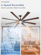 ZMISHIBO 80 Inch Oil Rubbed Bronze Ceiling Fans with Lights and Remote, Indoor/Outdoor Farmhouse Ceiling Fan for Living Room Patio, 6 Speed Reversible Quiet DC Motor, 3CCT, Dual Finish Blades