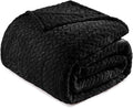 Exclusivo Mezcla Fleece Twin Size Blanket for Bed, 90x66 Inches Soft Cozy Jacquard Flannel Blankets, Lightweight Fuzzy Plush Warm for Winter, Black