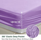 Love's cabin Satin Queen Sheets Set - 4 Piece Lavender Silky Bed Sheets with Deep Pocket, Luxury Silk Feel Satin Queen Size Sheet Set (1 Flat Sheet,1 Fitted Sheet,2 Pillow Cases)