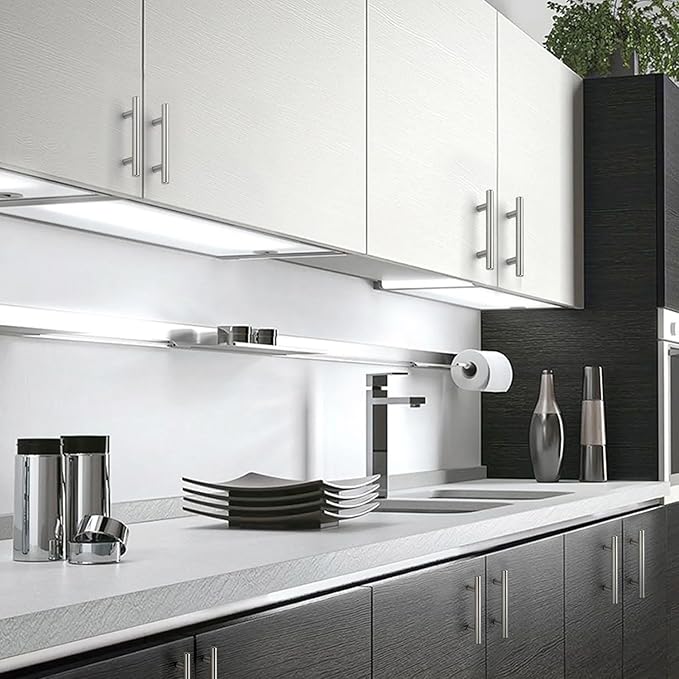 JOY DECOR 50 Pack 5 Inch Cabinet Pulls Kitchen Cabinet Handles with 3 Inch Hole Center Brushed Nickel Cabinet Hardware Stainless Steel Kitchen Drawer Pulls for Cabinets Cupboard, 76mm Hole Centers