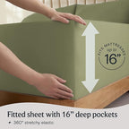 LuxClub 4 PC California King Sheet Set, Breathable Luxury Bed Sheets, Deep Pockets Wrinkle Free Cooling Sheets Machine Washable Hotel Bedding Silky Soft - Olive Cal King