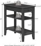 Convenience Concepts American Heritage Flip Top End Table 23.25" - Classic Narrow Chairside Accent with Hidden Storage & Lower Shelf for Traditional, Modern Living Room, Light Walnut