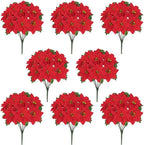 8 Pack Poinsettia Flowers Artificial Christmas Decorations, Red Poinsettia Flowers for Christmas Tree, Velvet Poinsettias Artificial Flowers for Xmas Decor DIY for Home Vase Indoor Outdoor Garden
