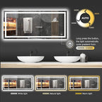 72X32 LED Bathroom Mirror with Lights, Anti-Fog, Dimmable, Backlit + Front Lit, Smart Bathroom Vanity Mirror, Memory Function, Shatterproof, Tempered Glass (Horizontal/Vertical)