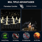 Battery Operated LED Tea Lights: 12PACK Flameless Votive Candles Lamp Realistic and Bright Flickering Holiday Gift Long Lasting 200Hours for Seasonal & Festival Celebration Black
