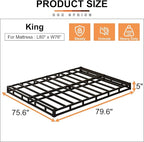 EMODA King Box Spring Bed Base 5 Inch Heavy Duty Metal Mattress Foundation with Fabric Cover, 3000LBS Max Weight Capacity, Noise Free, Easy Assembly
