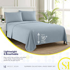 Twin XL Sheets - Breathable Luxury Sheets with Full Elastic & Secure Corner Straps Built In - 1800 Supreme Collection Extra Soft Deep Pocket Bedding Set, Sheet Set, Twin XL, Misty Blue