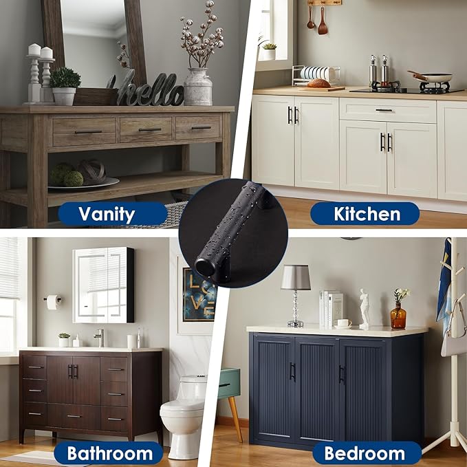 HBL' 60 Pack | 3 Inch Center to Center Matte Black Cabinet Pulls Kitchen Cabinet Handles,Made of Stainless Steel,Ideal for Cabinet,Drawer,Cupboard and Wardrobe.